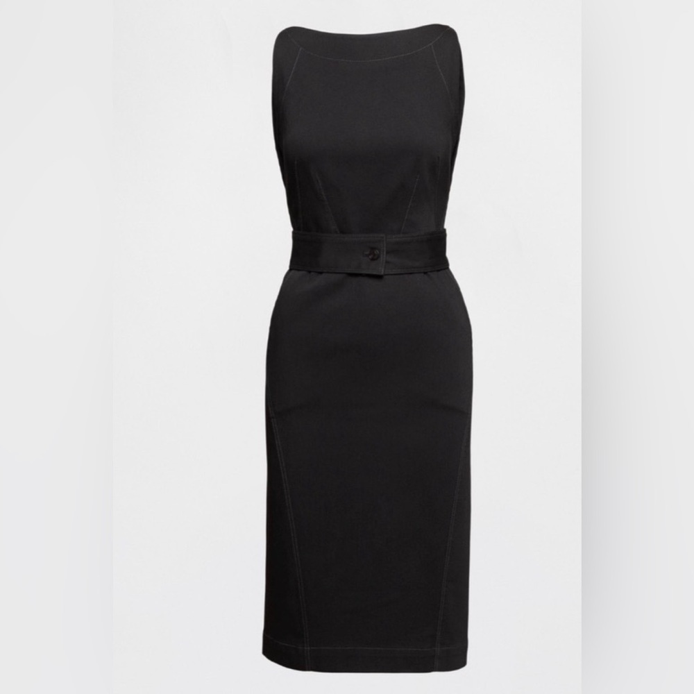 Gap X Zac Posen Gapstudio Seamed Denim Midi Dress NWT 2 LBD Little Black Dress - Picture 9 of 10